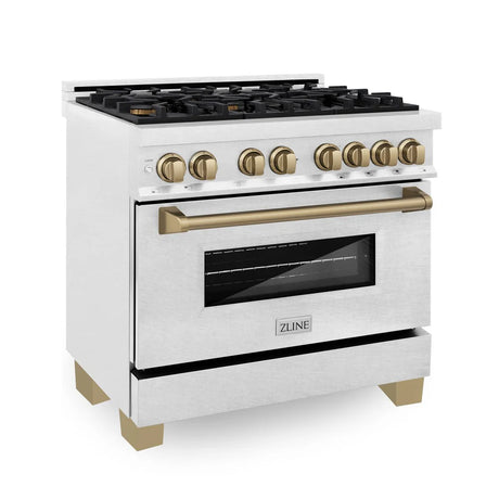 ZLINE Autograph Edition 36" 4.6 cu. ft. Dual Fuel Range with Gas Stove and Electric Oven in DuraSnow Stainless Steel