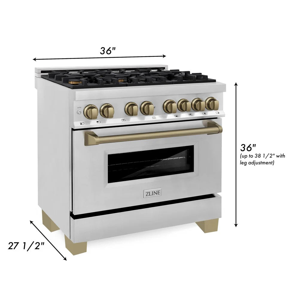 ZLINE Autograph Edition 36" 4.6 cu. ft. Dual Fuel Range with Gas Stove and Electric Oven in Stainless Steel