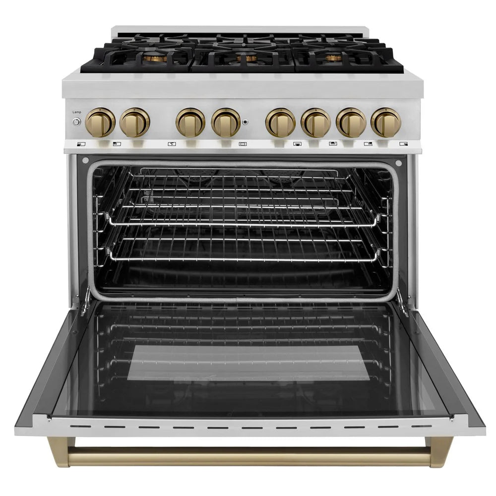 ZLINE Autograph Edition 36" 4.6 cu. ft. Dual Fuel Range with Gas Stove and Electric Oven in Stainless Steel