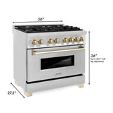 ZLINE Autograph Edition 36" 4.6 cu. ft. Dual Fuel Range with Gas Stove and Electric Oven in Stainless Steel