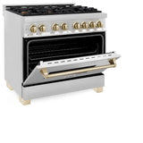 ZLINE Autograph Edition 36" 4.6 cu. ft. Dual Fuel Range with Gas Stove and Electric Oven in Stainless Steel