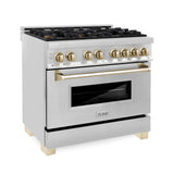 ZLINE Autograph Edition 36" 4.6 cu. ft. Dual Fuel Range with Gas Stove and Electric Oven in Stainless Steel