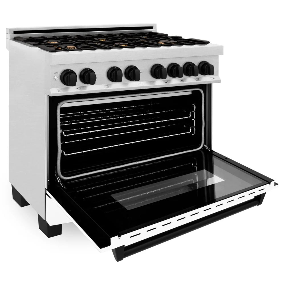 ZLINE Autograph Edition 36" 4.6 cu. ft. Dual Fuel Range with Gas Stove and Electric Oven in DuraSnow Stainless Steel with White Matte Door