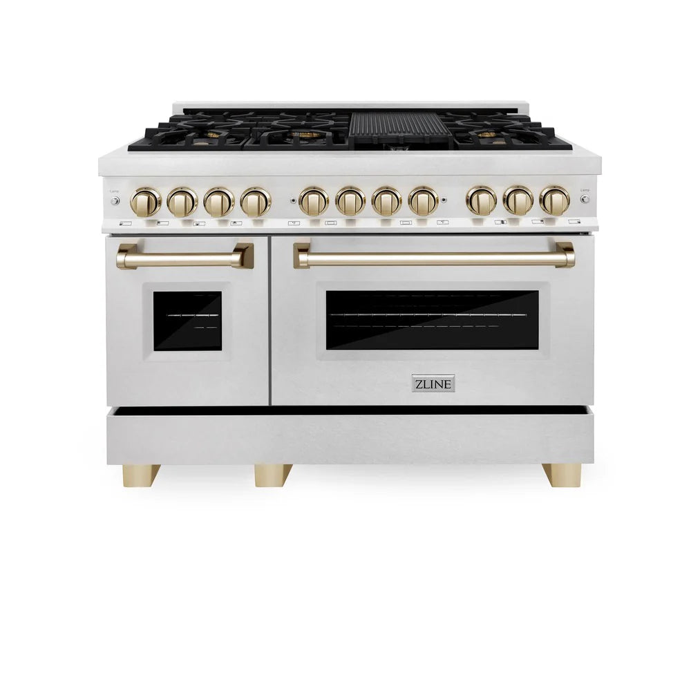 ZLINE Autograph Edition 48" 6.0 cu. ft. Dual Fuel Range with Gas Stove and Electric Oven in DuraSnow Stainless Steel