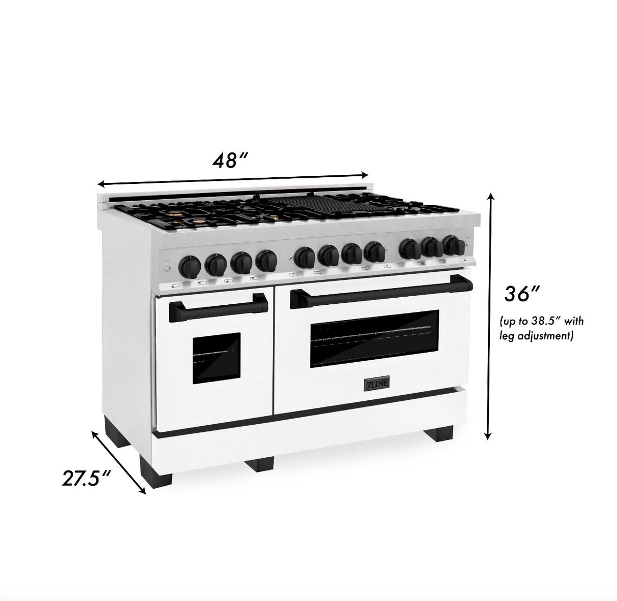 ZLINE Autograph Edition 48" 6.0 cu. ft. Dual Fuel Range with Gas Stove and Electric Oven in DuraSnow Stainless Steel with White Matte Door