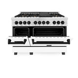 ZLINE Autograph Edition 48" 6.0 cu. ft. Dual Fuel Range with Gas Stove and Electric Oven in DuraSnow Stainless Steel with White Matte Door