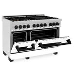 ZLINE Autograph Edition 48" 6.0 cu. ft. Dual Fuel Range with Gas Stove and Electric Oven in DuraSnow Stainless Steel with White Matte Door