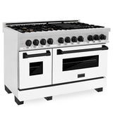 ZLINE Autograph Edition 48" 6.0 cu. ft. Dual Fuel Range with Gas Stove and Electric Oven in DuraSnow Stainless Steel with White Matte Door