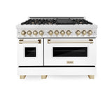 ZLINE Autograph Edition 48" 6.0 cu. ft. Dual Fuel Range with Gas Stove and Electric Oven in DuraSnow Stainless Steel with White Matte Door