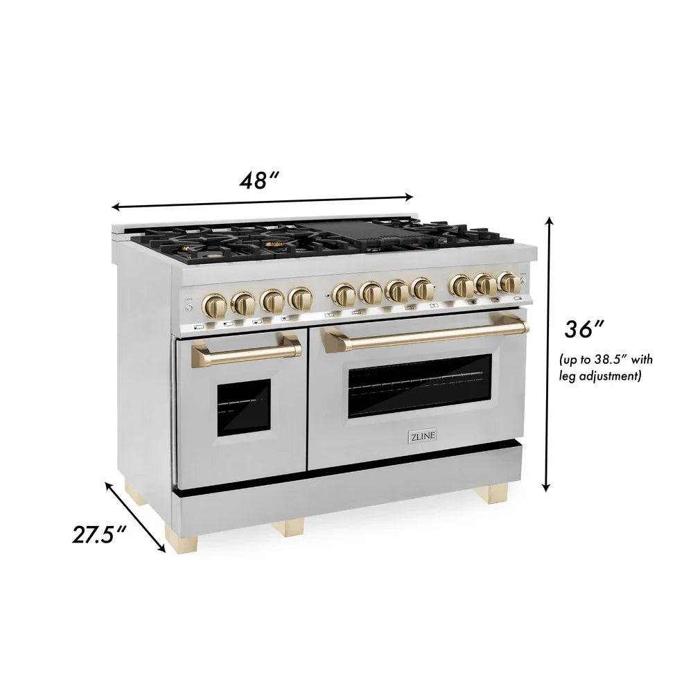 ZLINE Autograph Edition 48" 6.0 cu. ft. Dual Fuel Range (RAZ-48-G)