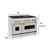 ZLINE Autograph Edition 48" 6.0 cu. ft. Dual Fuel Range with Gas Stove and Electric Oven in Stainless Steel