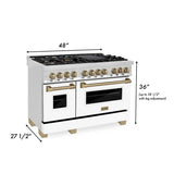 ZLINE Autograph Edition 48" 6.0 cu. ft. Dual Fuel Range with Gas Stove and Electric Oven in Stainless Steel with White Matte Door