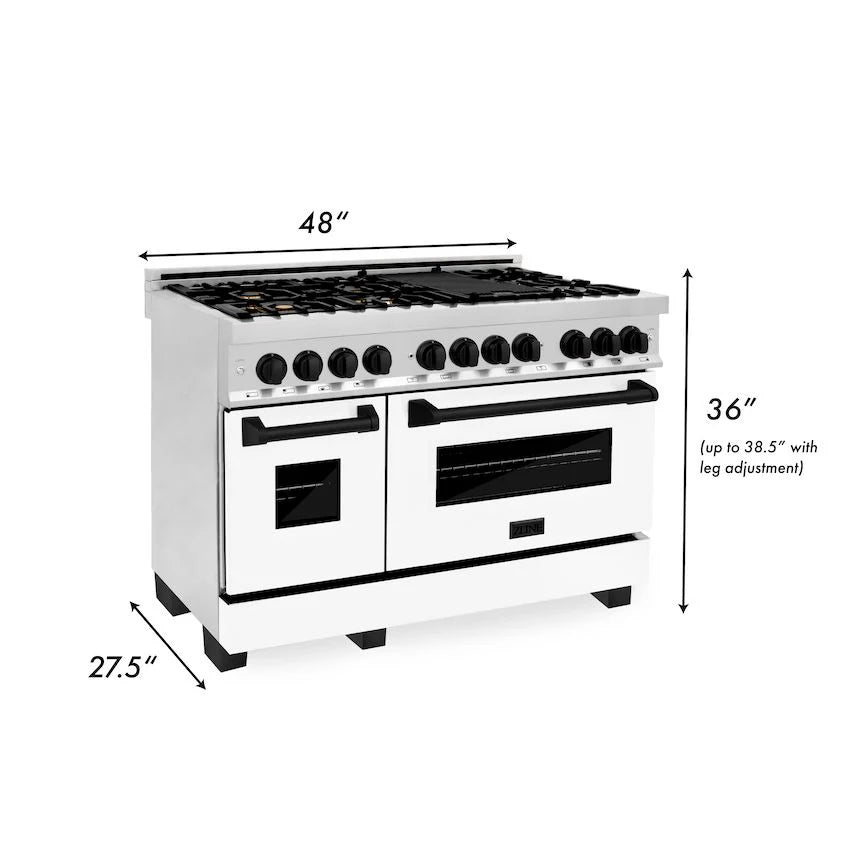 ZLINE Autograph Edition 48" 6.0 cu. ft. Dual Fuel Range with Gas Stove and Electric Oven in Stainless Steel with White Matte Door