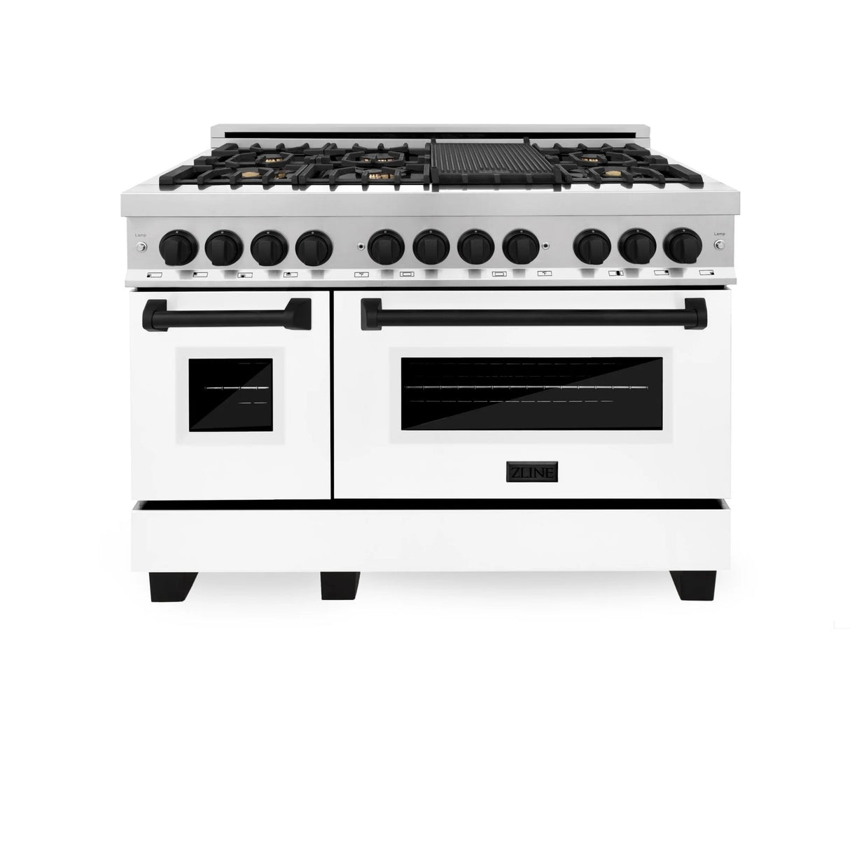 ZLINE Autograph Edition 48" 6.0 cu. ft. Dual Fuel Range with Gas Stove and Electric Oven in Stainless Steel with White Matte Door