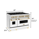 ZLINE Autograph Edition 48" 6.0 cu. ft. Dual Fuel Range with Gas Stove and Electric Oven in Stainless Steel with White Matte Door