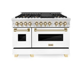 ZLINE Autograph Edition 48" 6.0 cu. ft. Dual Fuel Range with Gas Stove and Electric Oven in Stainless Steel with White Matte Door