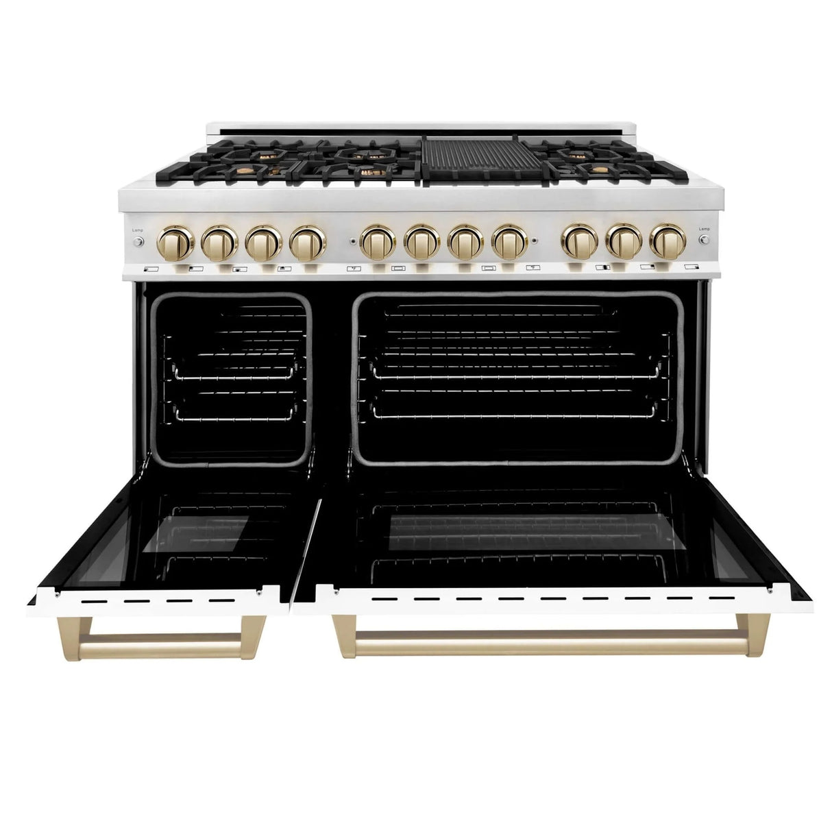 ZLINE Autograph Edition 48" 6.0 cu. ft. Dual Fuel Range with Gas Stove and Electric Oven in Stainless Steel with White Matte Door