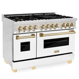 ZLINE Autograph Edition 48" 6.0 cu. ft. Dual Fuel Range with Gas Stove and Electric Oven in Stainless Steel with White Matte Door