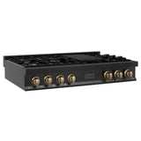 ZLINE Autograph Edition 48" Porcelain Rangetop with 7 Gas Burners in Black Stainless Steel