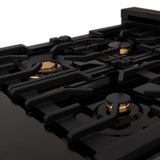 ZLINE Autograph Edition 48" Porcelain Rangetop with 7 Gas Burners in Black Stainless Steel