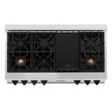 ZLINE Autograph Edition 48" Porcelain Rangetop with 7 Gas Burners in DuraSnow Stainless Steel