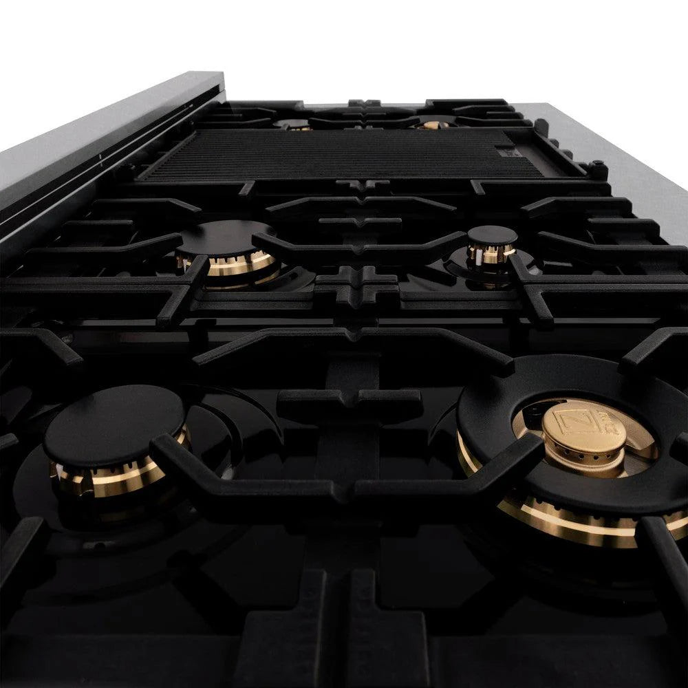 ZLINE Autograph Edition 48" Porcelain Rangetop with 7 Gas Burners in DuraSnow Stainless Steel