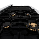 ZLINE Autograph Edition 48" Porcelain Rangetop with 7 Gas Burners in Stainless Steel