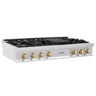 ZLINE Autograph Edition 48" Porcelain Rangetop with 7 Gas Burners in Stainless Steel