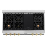 ZLINE Autograph Edition 48" Porcelain Rangetop with 7 Gas Burners in Stainless Steel