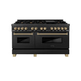 ZLINE Autograph Edition 60" 7.4 cu. ft. Dual Fuel Range with Gas Stove and Electric Oven in Black Stainless Steel