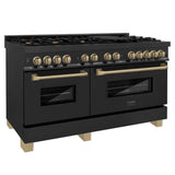 ZLINE Autograph Edition 60" 7.4 cu. ft. Dual Fuel Range with Gas Stove and Electric Oven in Black Stainless Steel