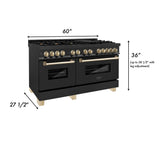 ZLINE Autograph Edition 60" 7.4 cu. ft. Dual Fuel Range with Gas Stove and Electric Oven in Black Stainless Steel