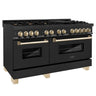 ZLINE Autograph Edition 60" 7.4 cu. ft. Dual Fuel Range with Gas Stove and Electric Oven in Black Stainless Steel