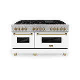 ZLINE Autograph Edition 60" 7.4 cu. ft. Dual Fuel Range with Gas Stove and Electric Oven in DuraSnow Stainless Steel with White Matte Door