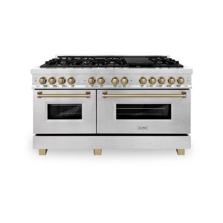 ZLINE Autograph Edition 60" 7.4 cu. ft. Dual Fuel Range with Gas Stove and Electric Oven in DuraSnow Stainless Steel