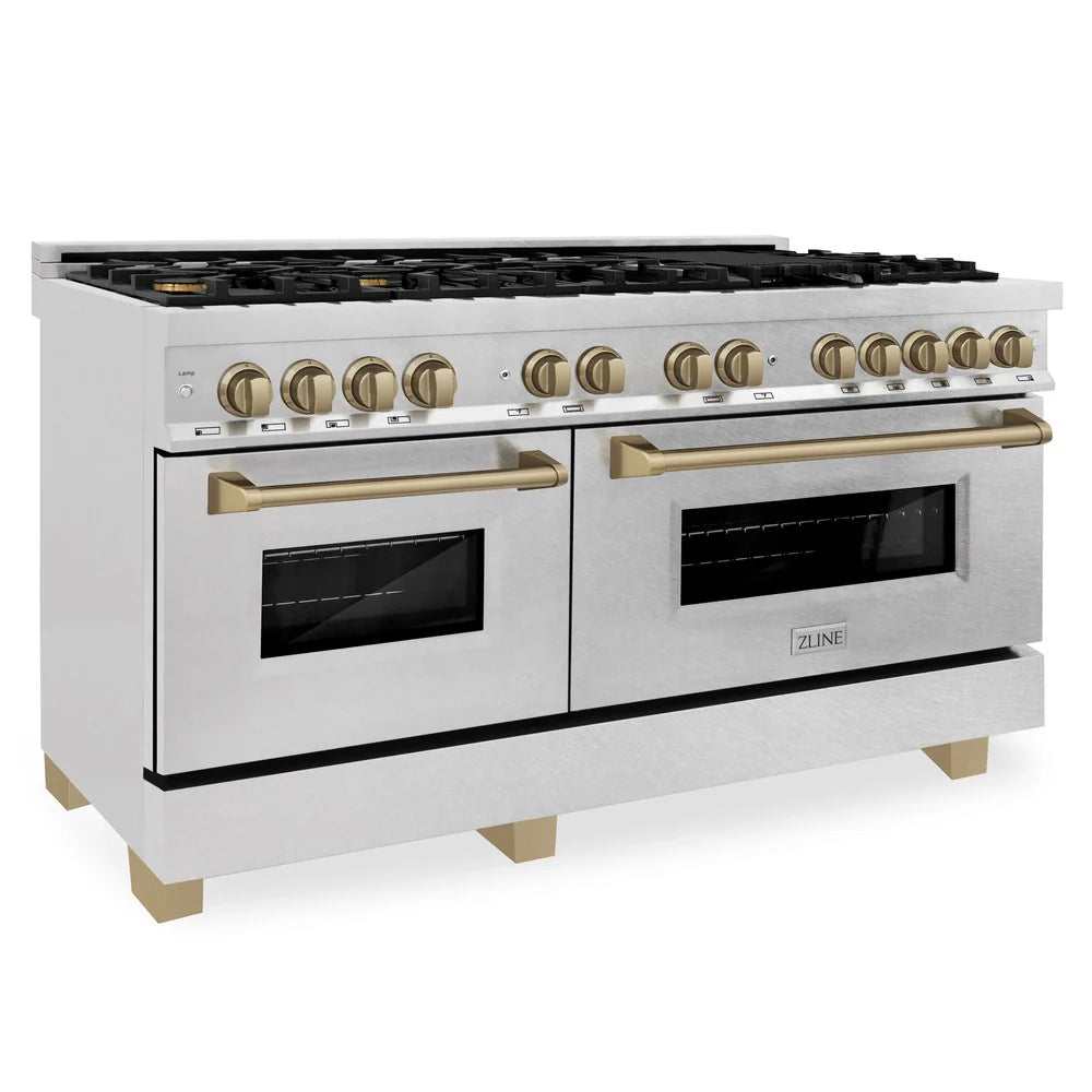 ZLINE Autograph Edition 60" 7.4 cu. ft. Dual Fuel Range with Gas Stove and Electric Oven in DuraSnow Stainless Steel