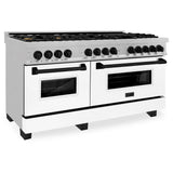 ZLINE Autograph Edition 60" 7.4 cu. ft. Dual Fuel Range with Gas Stove and Electric Oven in DuraSnow Stainless Steel with White Matte Door