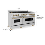 ZLINE Autograph Edition 60" 7.4 cu. ft. Dual Fuel Range with Gas Stove and Electric Oven in Stainless Steel