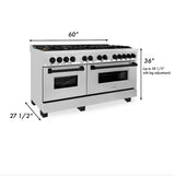 ZLINE Autograph Edition 60" 7.4 cu. ft. Dual Fuel Range with Gas Stove and Electric Oven in Stainless Steel