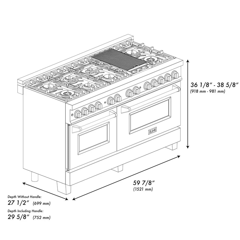 ZLINE Autograph Edition 60" 7.4 cu. ft. Dual Fuel Range with Gas Stove and Electric Oven in Stainless Steel