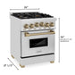 ZLINE Autograph 24" 2.8 cu. ft. Dual Fuel Range in Stainless Steel with Bronze Accents, RAZ-24-CB