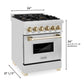 ZLINE Autograph 24" 2.8 cu. ft. Dual Fuel Range in Stainless Steel with Gold Accents, RAZ-24-G