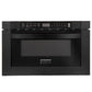 ZLINE Package - 36" Dual Fuel Range, Range Hood, Refrigerator with Water & Ice Dispenser, Dishwasher, Microwave In Black Stainless Steel
