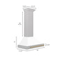 ZLINE Autograph 30" Convertible Satin Stainless Steel Wall Mount Range Hood with White Matte Shell and Champagne Bronze Handle, KB4SNZ-WM30-CB