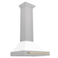 ZLINE Autograph 30" Convertible Satin Stainless Steel Wall Mount Range Hood with White Matte Shell and Polished Gold Handle, KB4SNZ-WM30-G