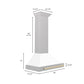 ZLINE Autograph 30" Convertible Satin Stainless Steel Wall Mount Range Hood with White Matte Shell and Polished Gold Handle, KB4SNZ-WM30-G