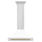 ZLINE 30 In Autograph Edition Stainless Steel Range Hood with White Matte Shell and Champagne Bronze Accents, KB4STZ-WM30-CB