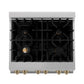 ZLINE Autograph 30" 4.0 cu. ft. Legacy Dual Fuel Range with 4 Burner Gas Cooktop and Electric Convection Oven in Satin Stainless Steel with White Matte Door and Champagne Bronze Accents, RASZ-WM-30-CB