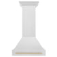 ZLINE Autograph 30" Satin Stainless Steel Wall Mount Range Hood with Polished Gold Handle, 8654SNZ-30-G