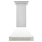 ZLINE Autograph Package - 30 In. Dual Fuel Range, Range Hood, Dishwasher in White Matte with Gold Accents, 3AKP-RAWMRHDWM30-G